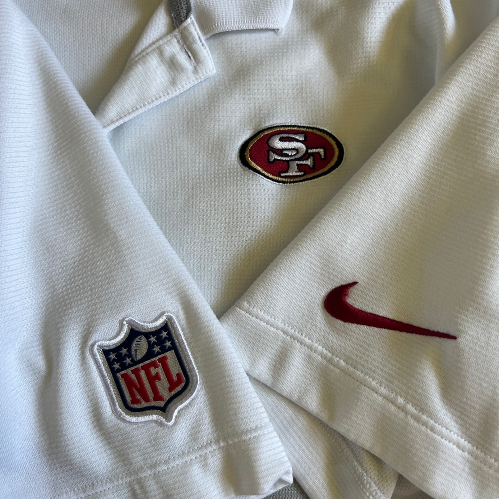 Nike NFL 49ers Dri-FIT Polo Shirt Mens Medium White Grey Colorblock - Picture 7 of 9